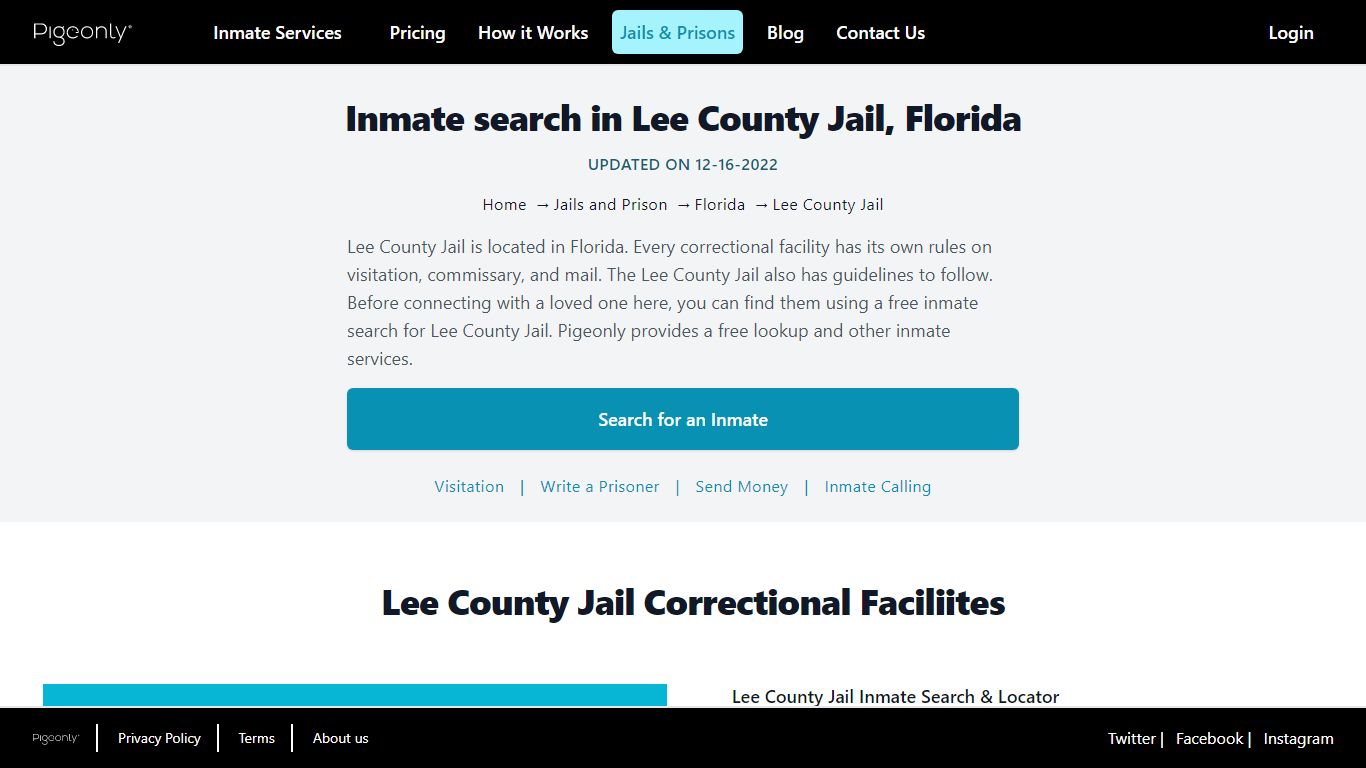 Inmate Search Lee County Jail, Florida | Pigeonly